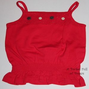 Fiesta Del Sol Top Crochet Button Red Tank NWT